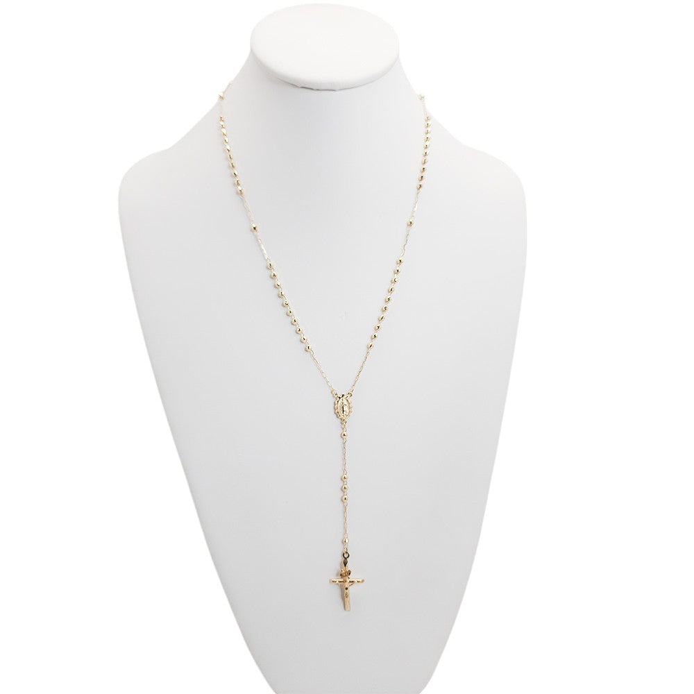 14K Yellow Gold Rosary Chain Necklace 20'' x 3mm