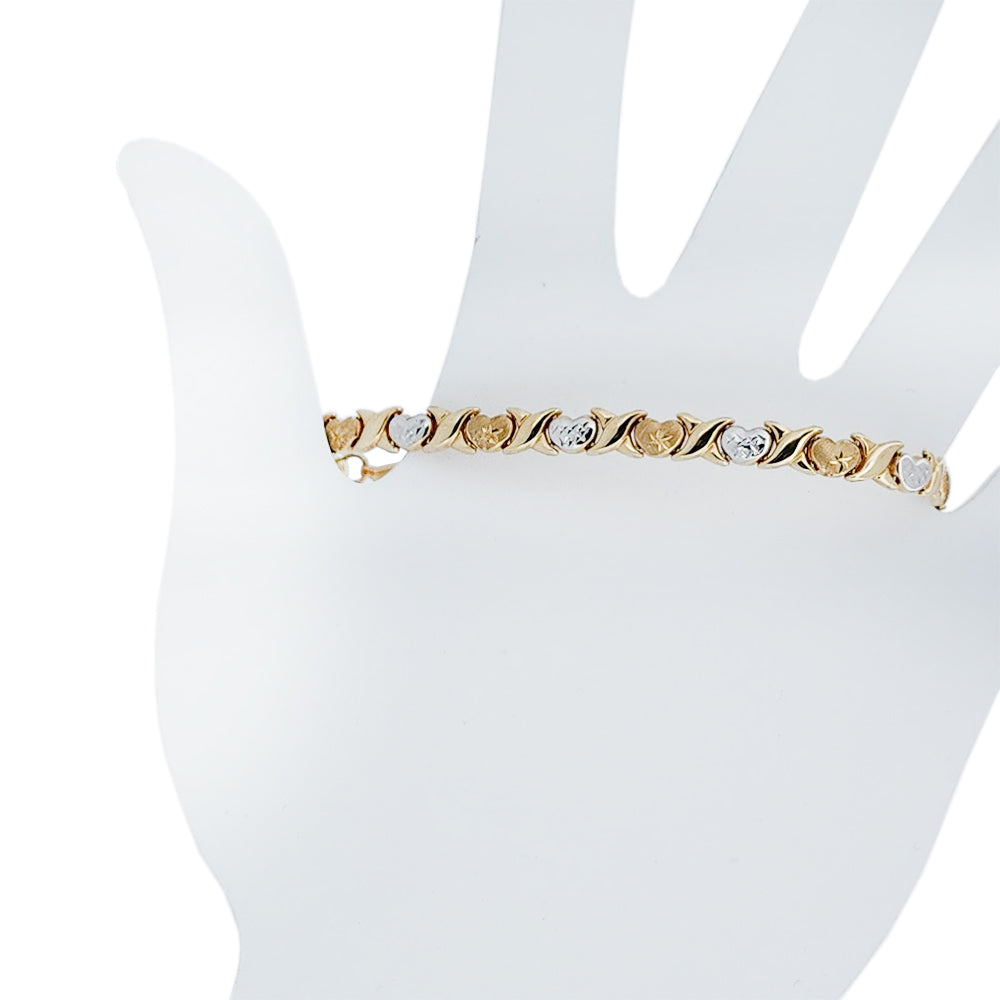 10K Yellow Gold XOX Link Bracelet 7.5mm x 7.5''
