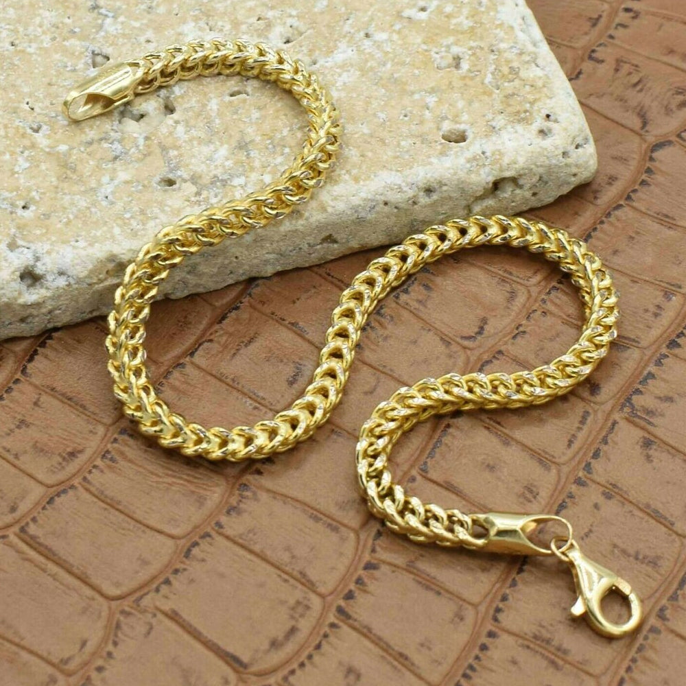 10K Yellow Gold Franco Ankle Bracelet, Size 10