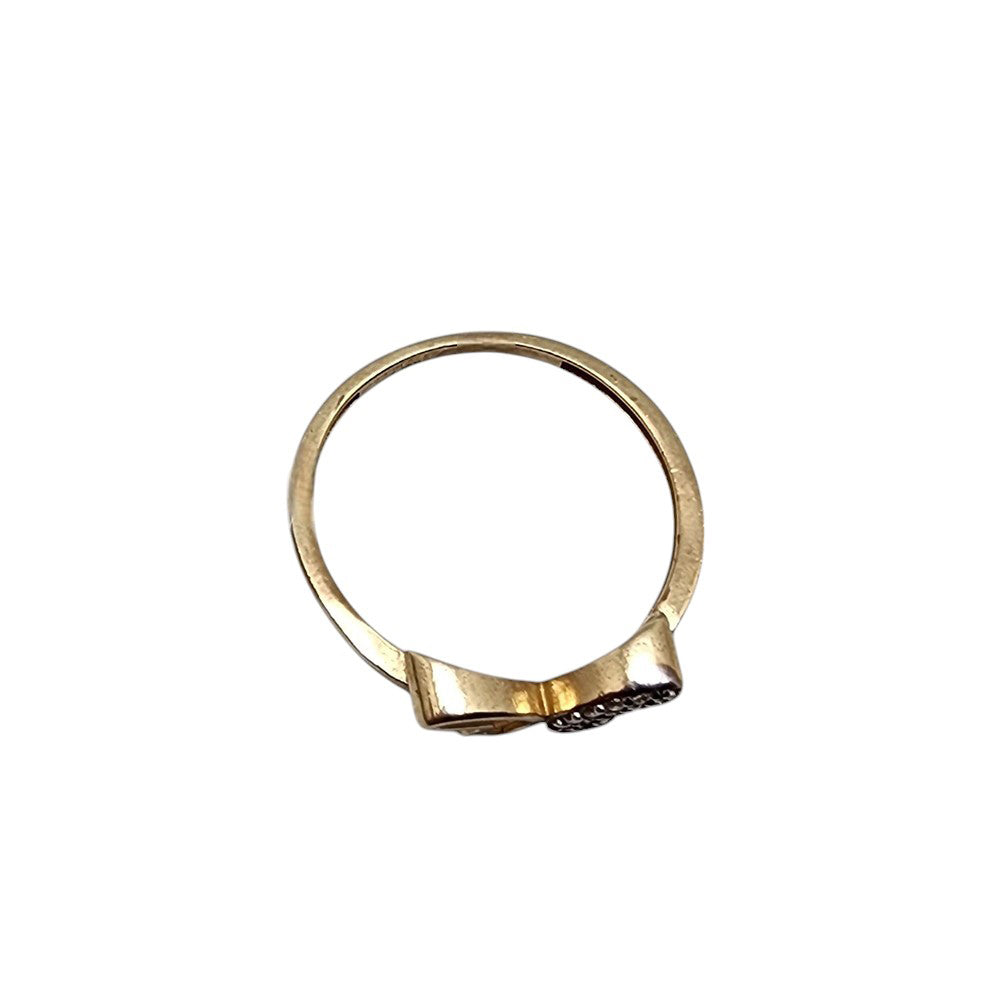 10K Yellow Gold Half Butterfly Stone Ring Size 7.5