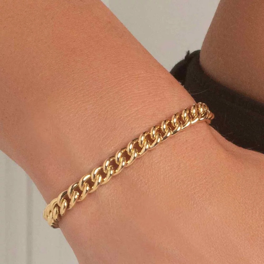 10K Yellow Gold Hollow Cuban Link Bracelet 7.5mm x 78mm