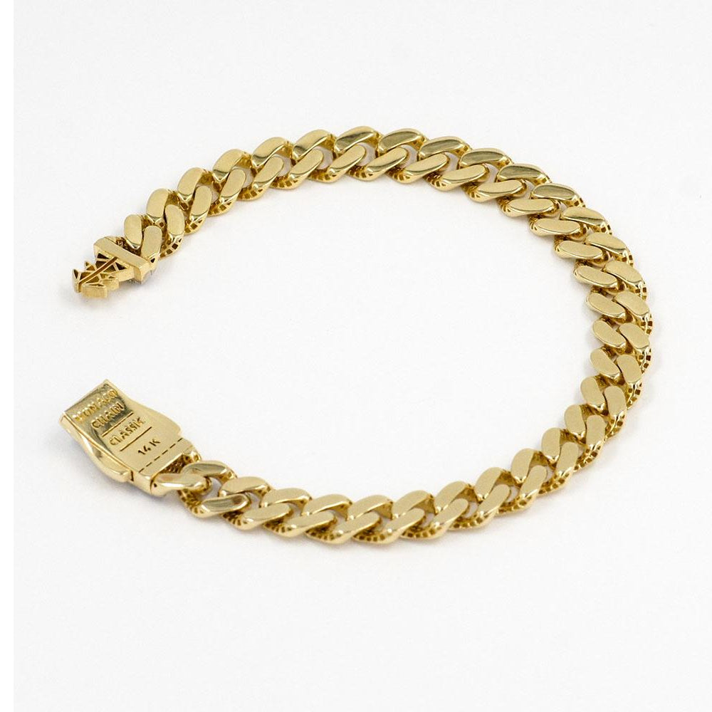14K Yellow Gold Monaco Original Classic Link Bracelet with Stone Lock 6mm x 8''