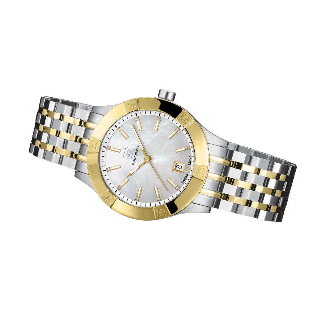 Glock Precision Men Watch Silver Steel Case / Bicolor Link Bracelet GW-31-1-18