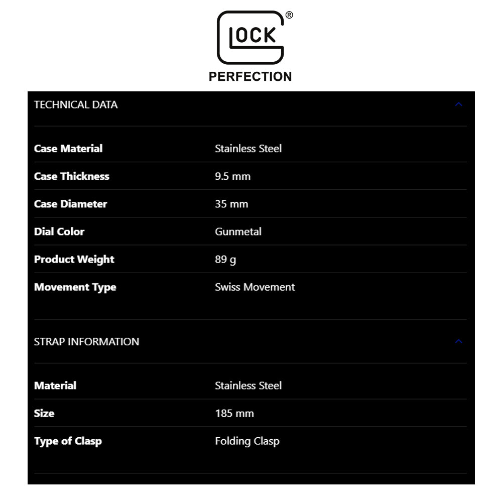 Glock Precision Men Watch Rose Gold Steel Case / Grey Mesh Strap GW-28-2-18