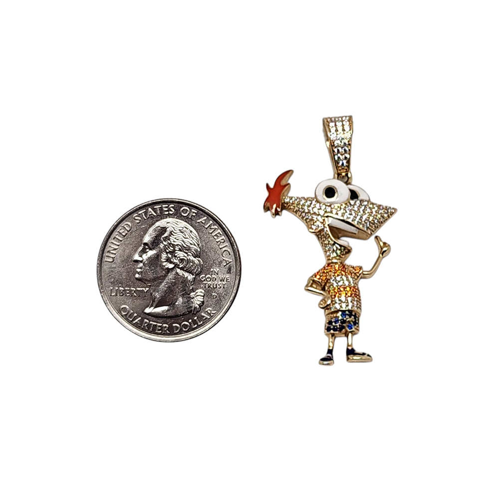 14K Yellow Gold Skinny Character Pendant