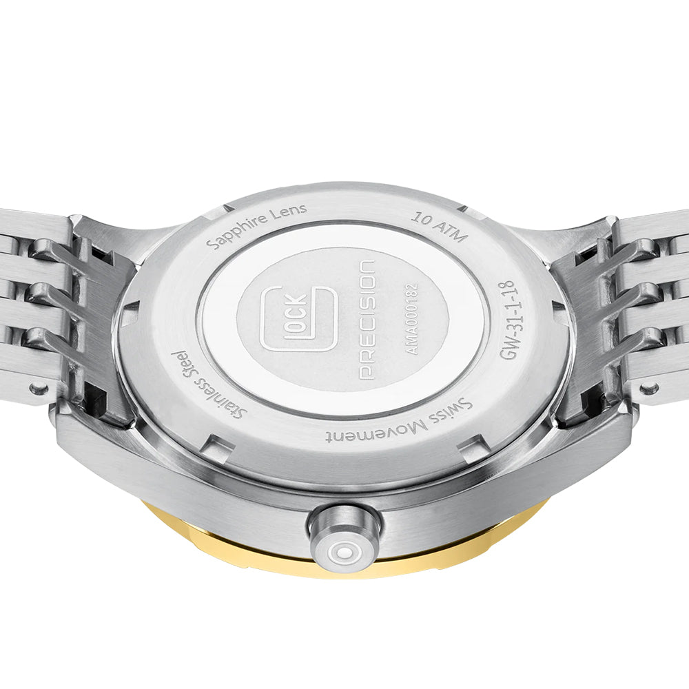 Glock Precision Men Watch Silver Steel Case / Bicolor Link Bracelet GW-31-1-18