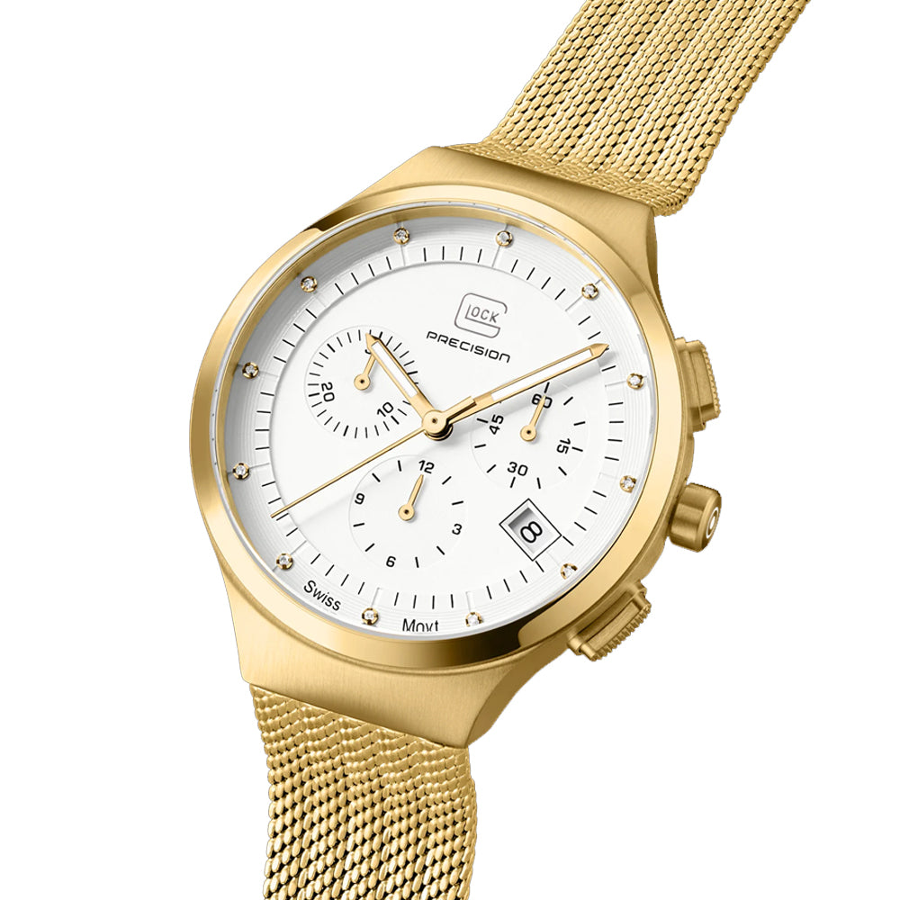 Glock Precision Men Watch Gold Steel Case / Gold Mesh Strap GW-17-1-28