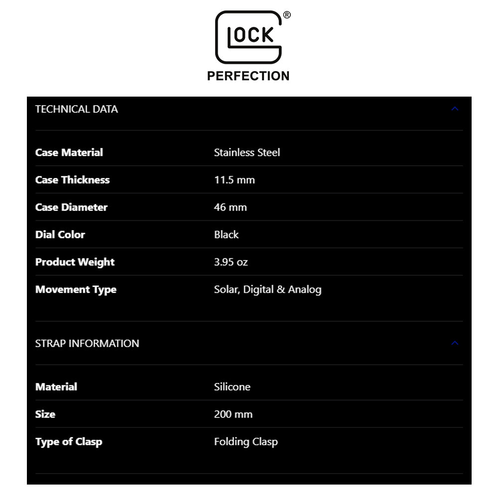 Glock Precision Men Watch. Black Steel Case / Brown Textile Strap GW-40-1-24