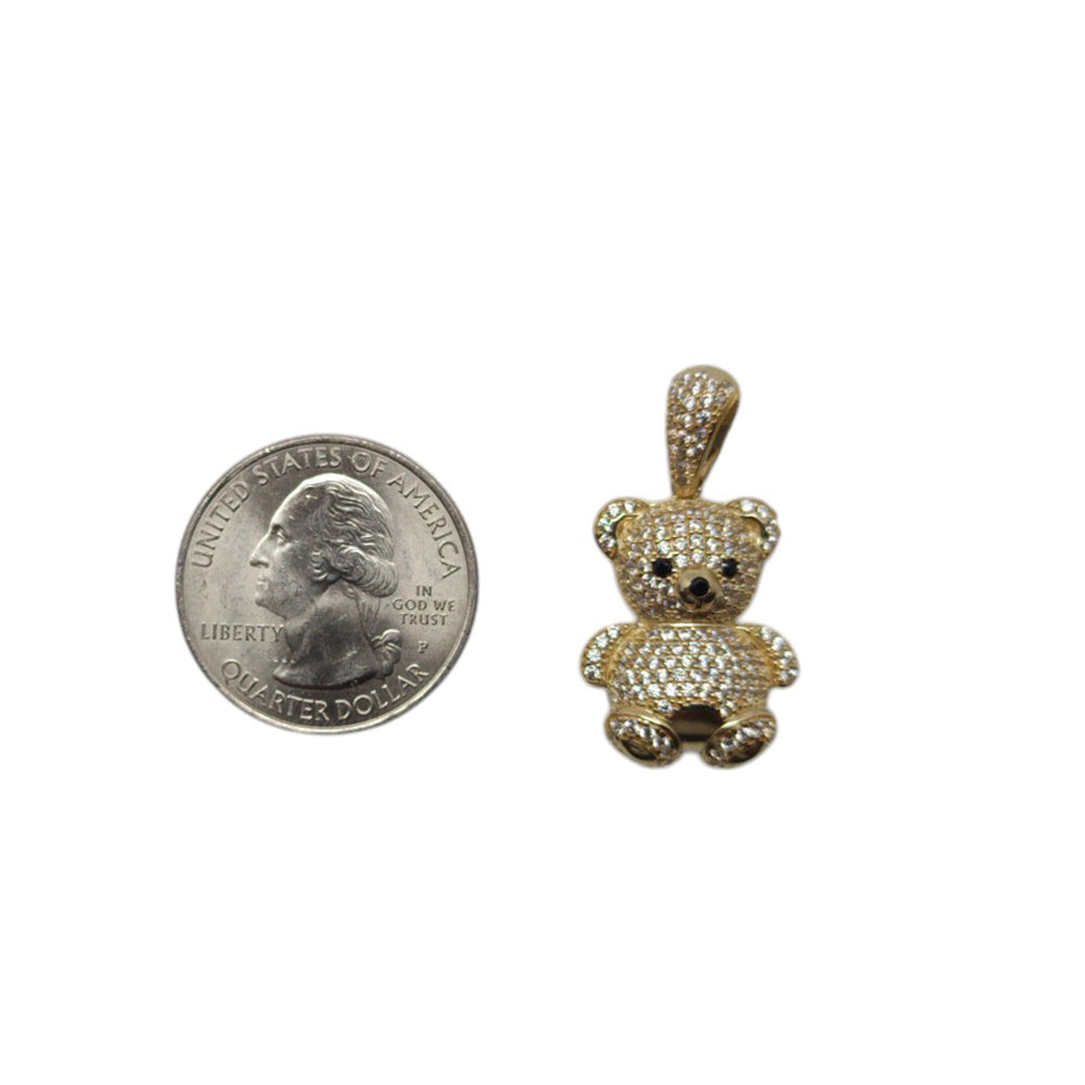 10K Yellow Gold Teddy Bear With Stone Pendant