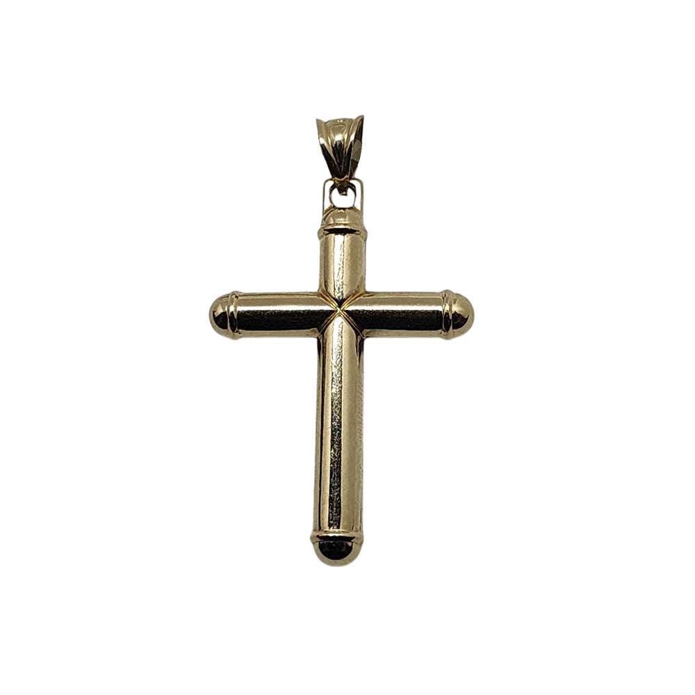 10K Yellow Gold Cross Hollow Pendant Necklace