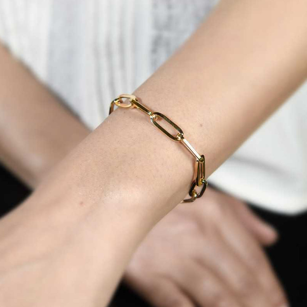 10K Yellow Gold Paperclip Bracelet 5.5mm x 7.5''
