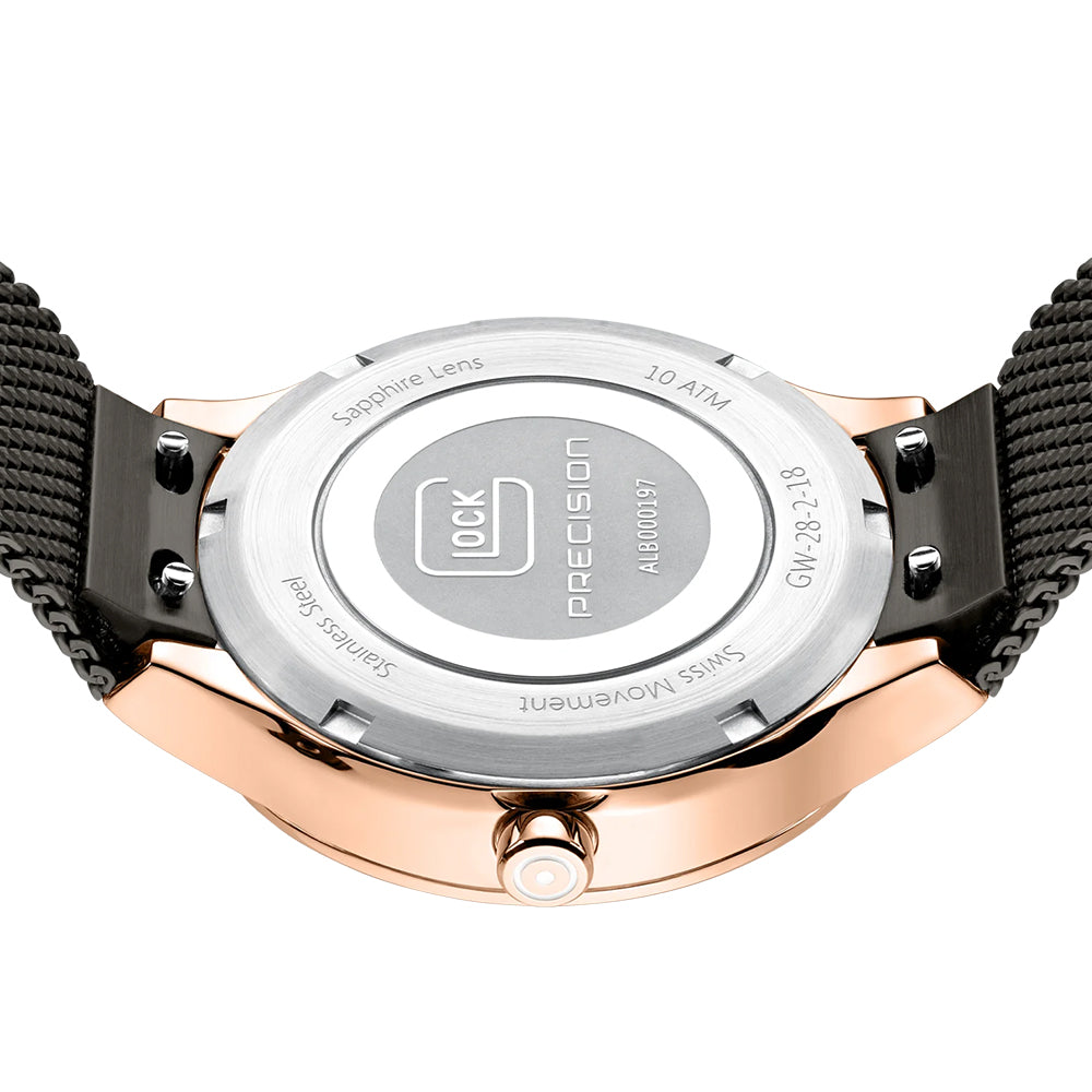 Glock Precision Men Watch Rose Gold Steel Case / Grey Mesh Strap GW-28-2-18