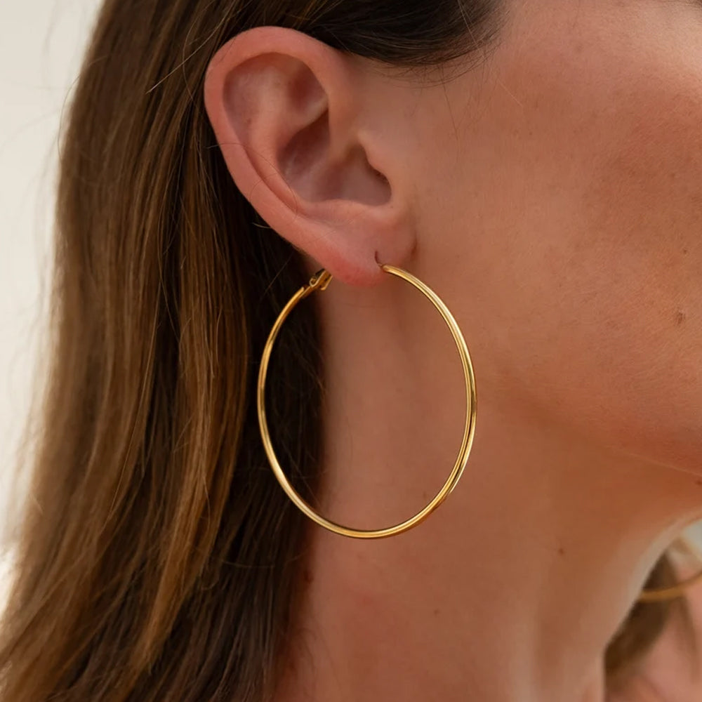 10K Yellow Gold Hoops Earring 1.5mm
