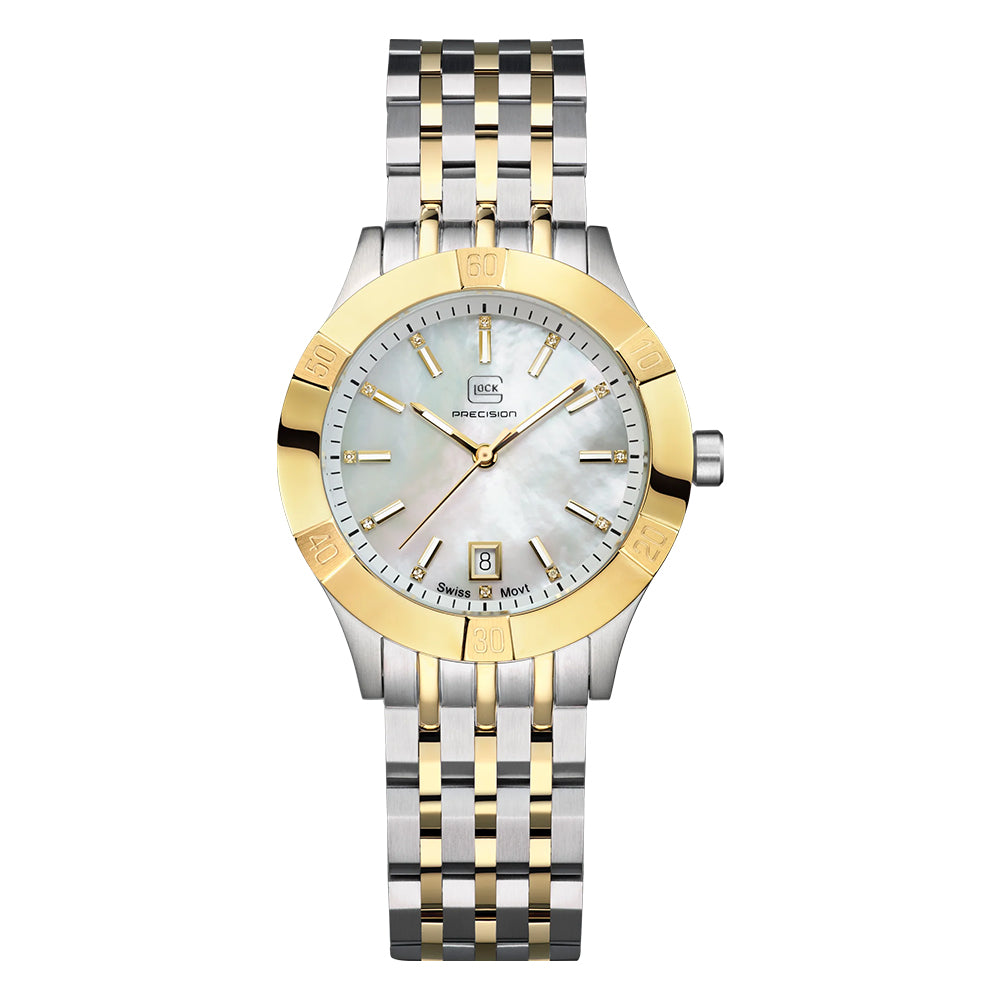 Glock Precision Men Watch Silver Steel Case / Bicolor Link Bracelet GW-31-1-18