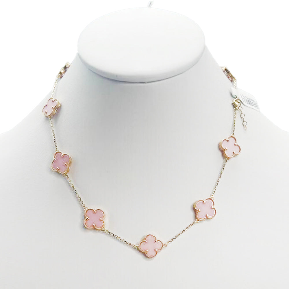 10K Yellow Gold Chain Pink Flower 16''