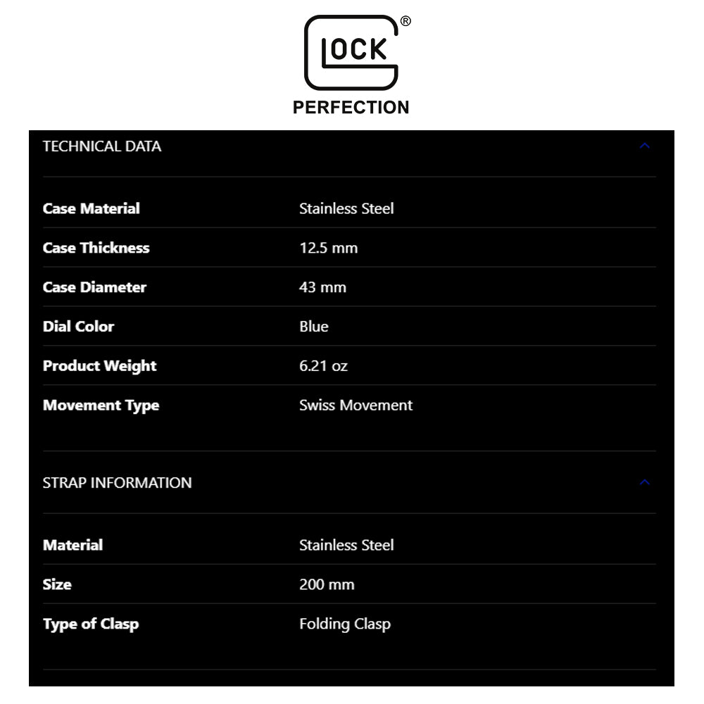 Glock Precision Men Watch Silver Steel Case / Silver Mesh Strap GW-34-3-24