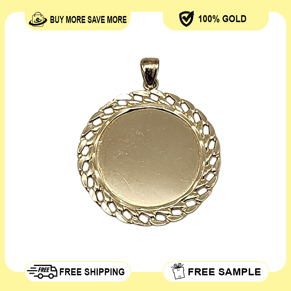 10K Yellow Gold Picture Charm Pendant Necklace Size 1
