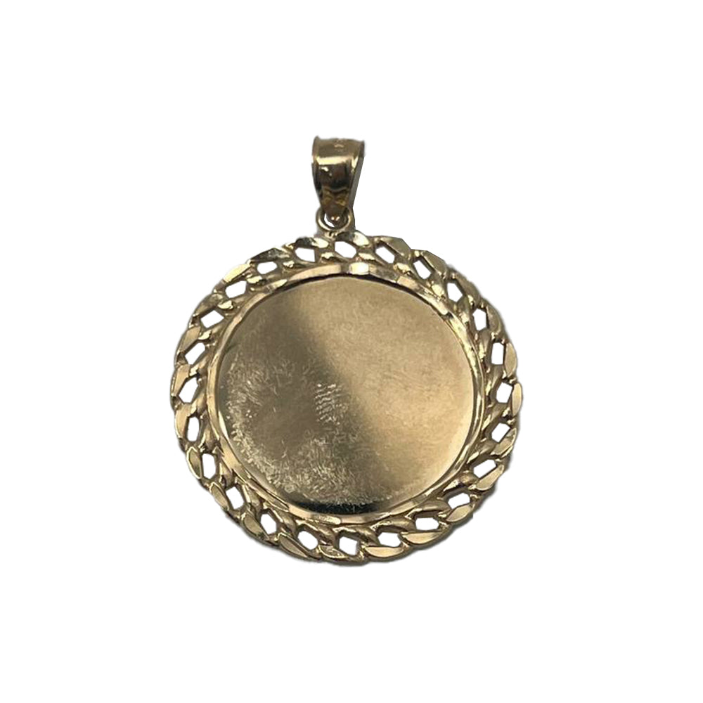 10K Yellow Gold Picture Charm Pendant Necklace Size 1