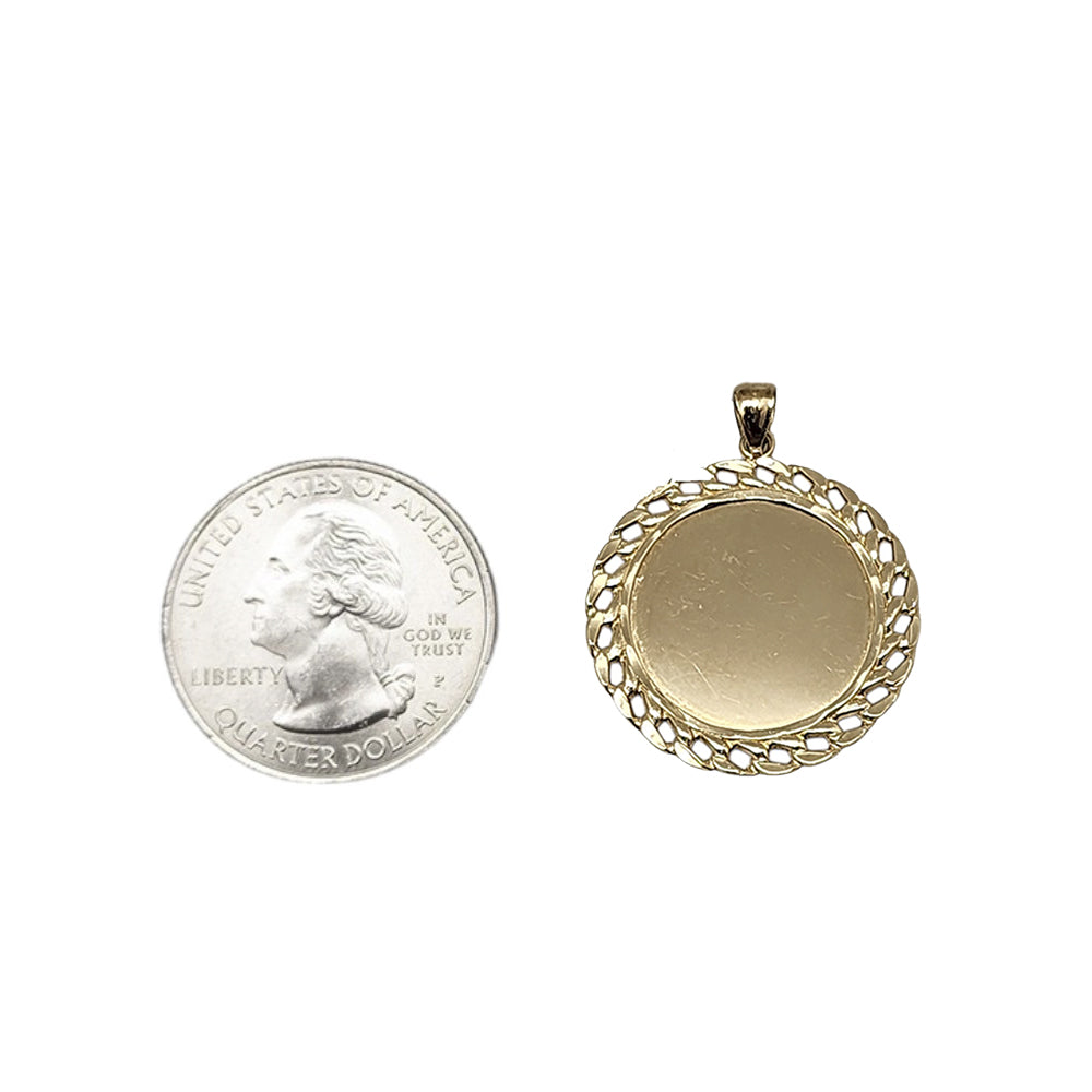 10K Yellow Gold Picture Charm Pendant Necklace Size 1