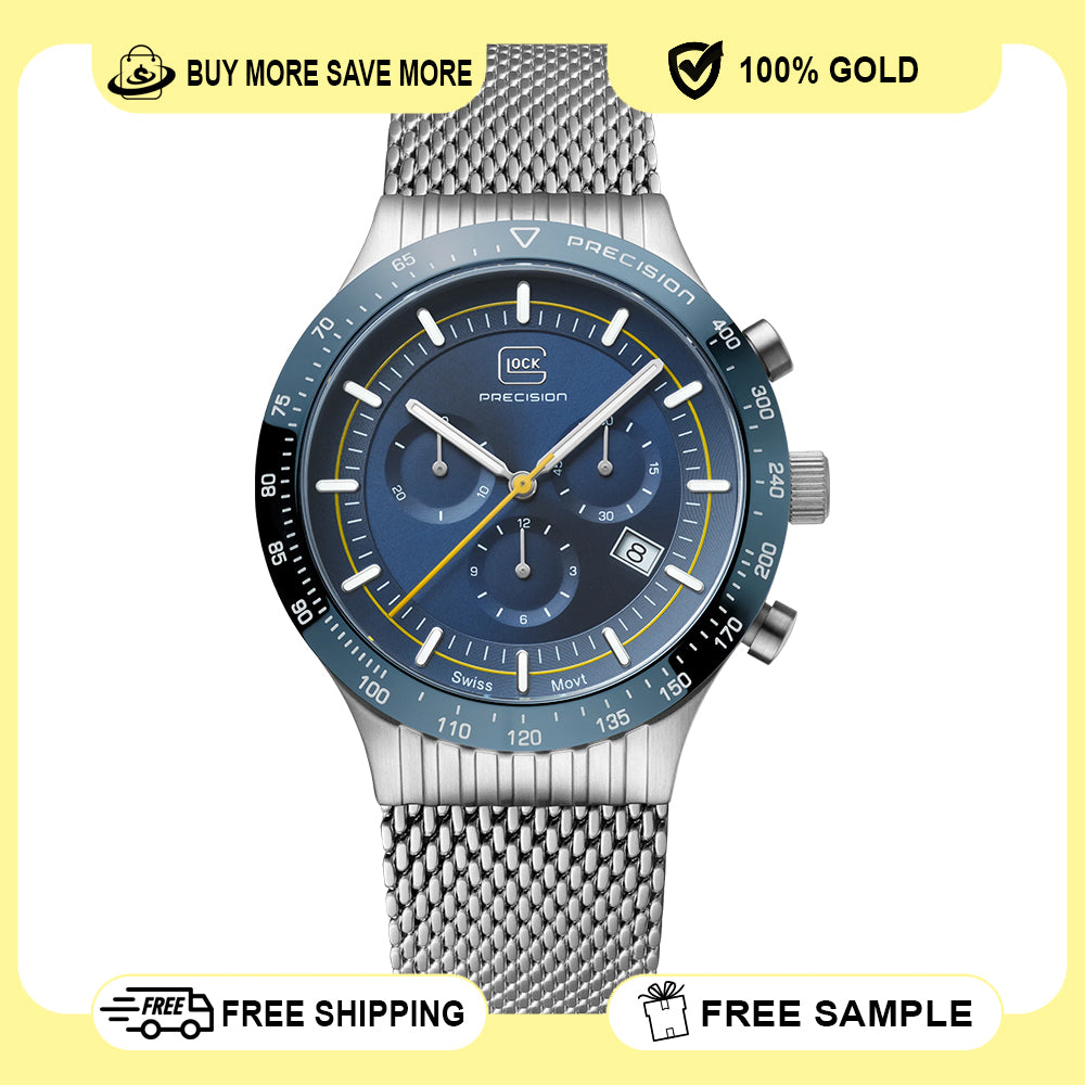 Glock Precision Men Watch Silver Steel Case / Silver Mesh Strap GW-34-3-24