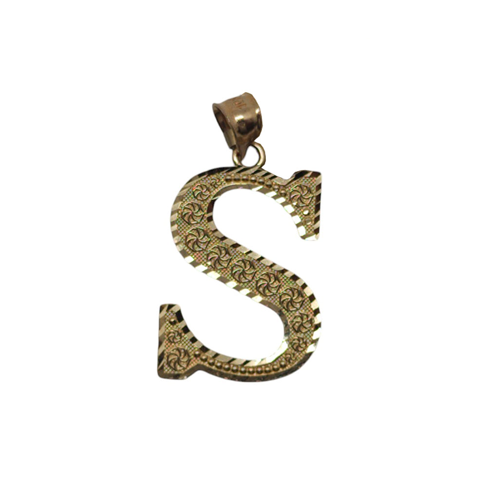 10K Yellow Gold S Letter Pendant Size 1