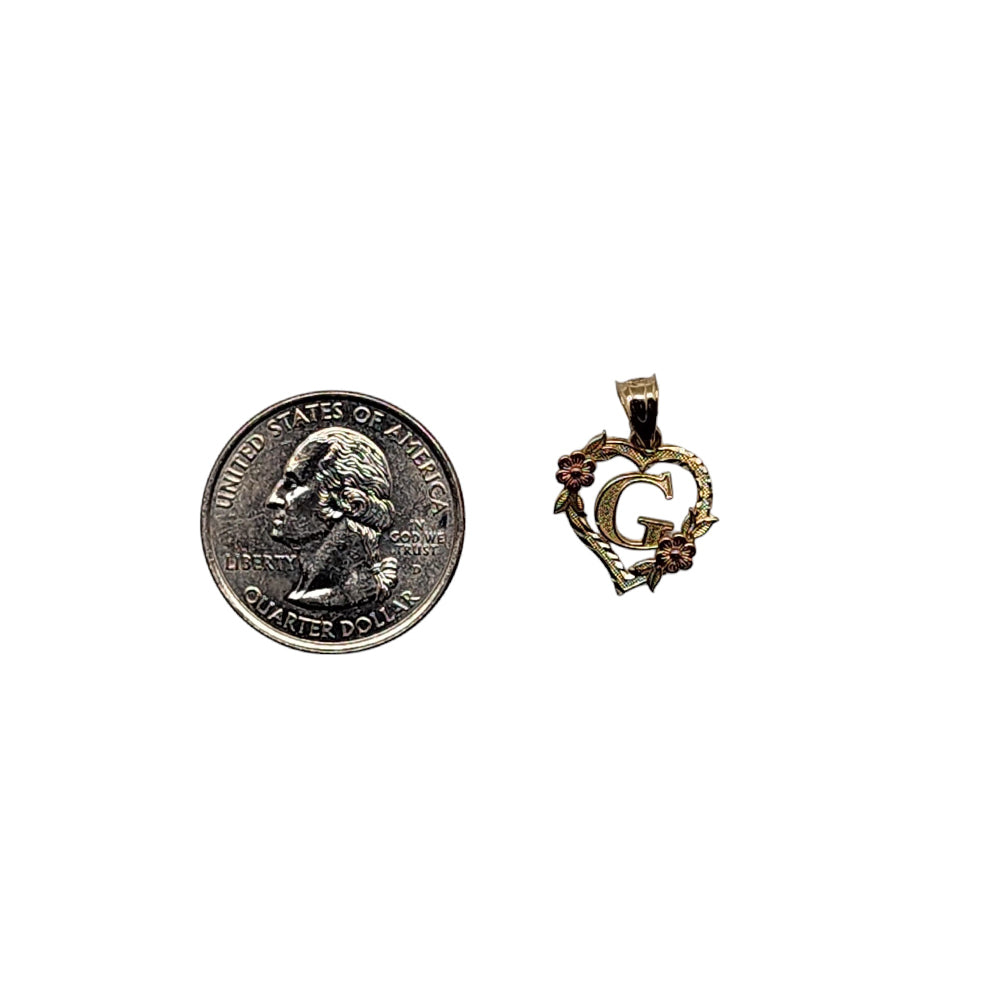 10K Yellow Gold Heart With Letter G Pendant