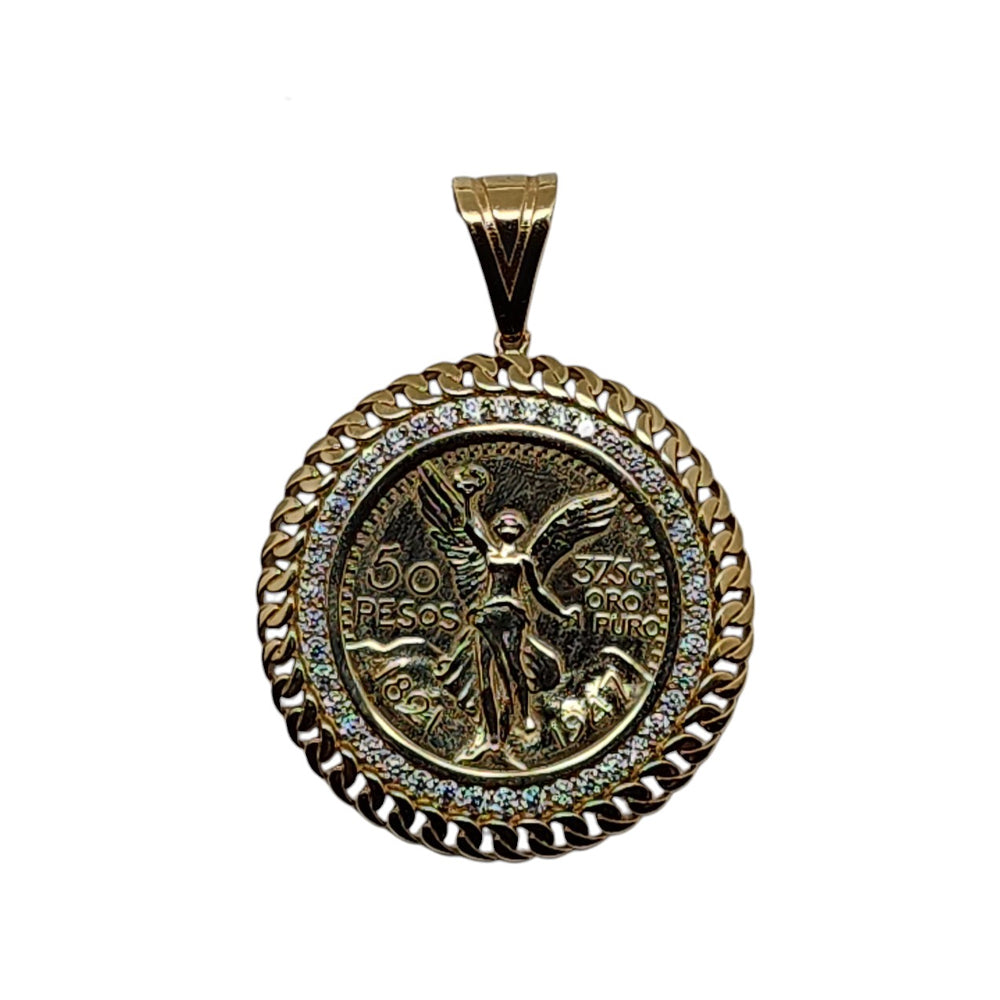 14K Yellow Gold Centenary Stone Medallion Pendant
