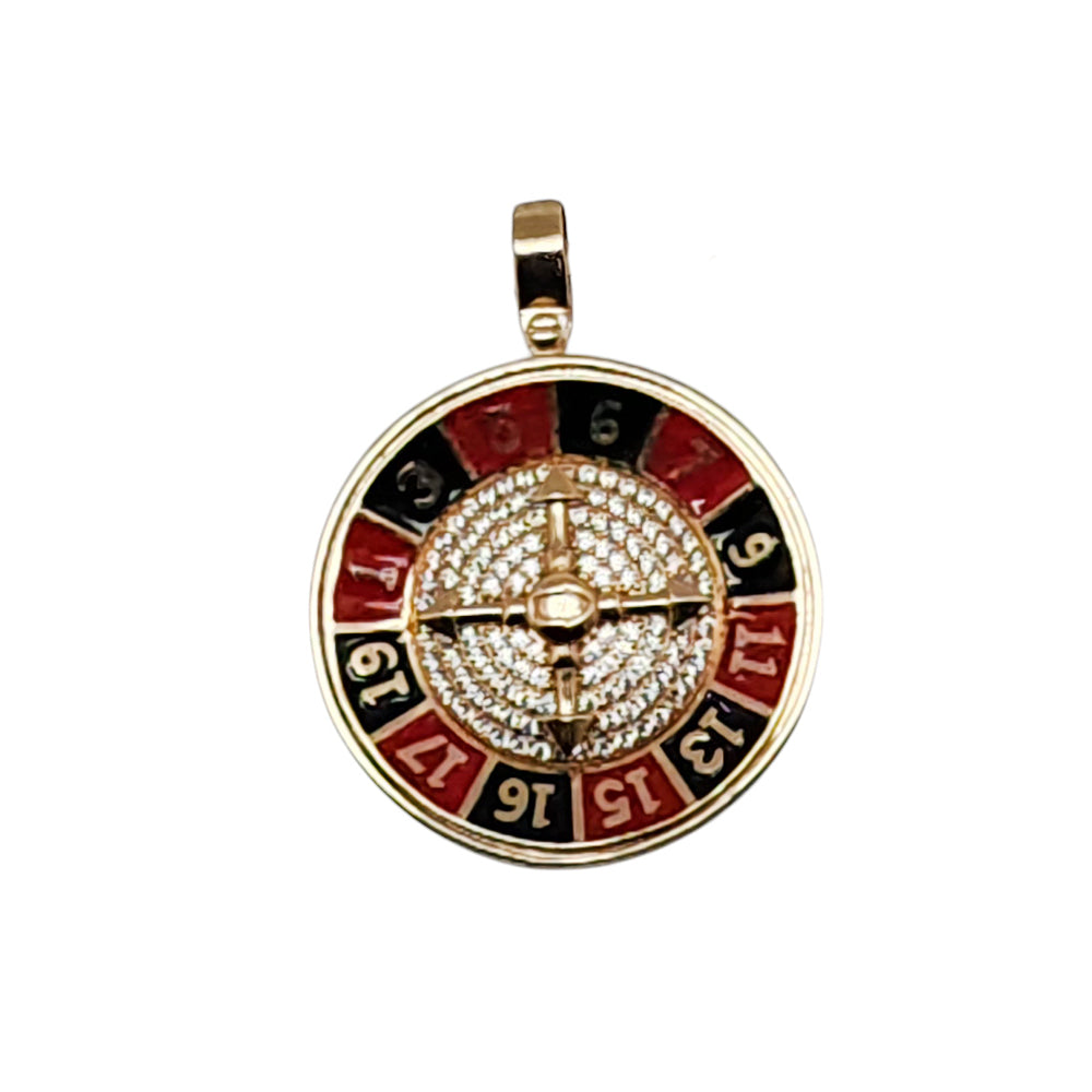 14K Yellow Gold Casino Roulette Pendant