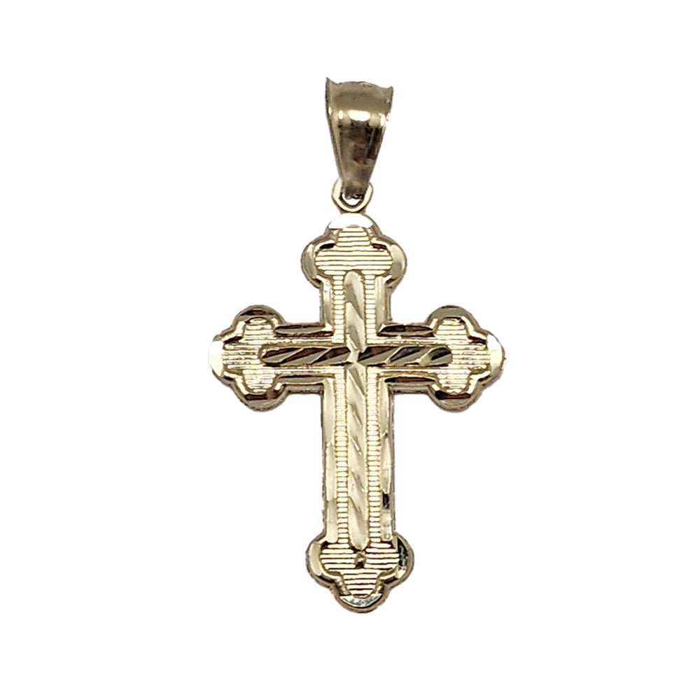 10K Yellow Gold 3D Cross Pendant