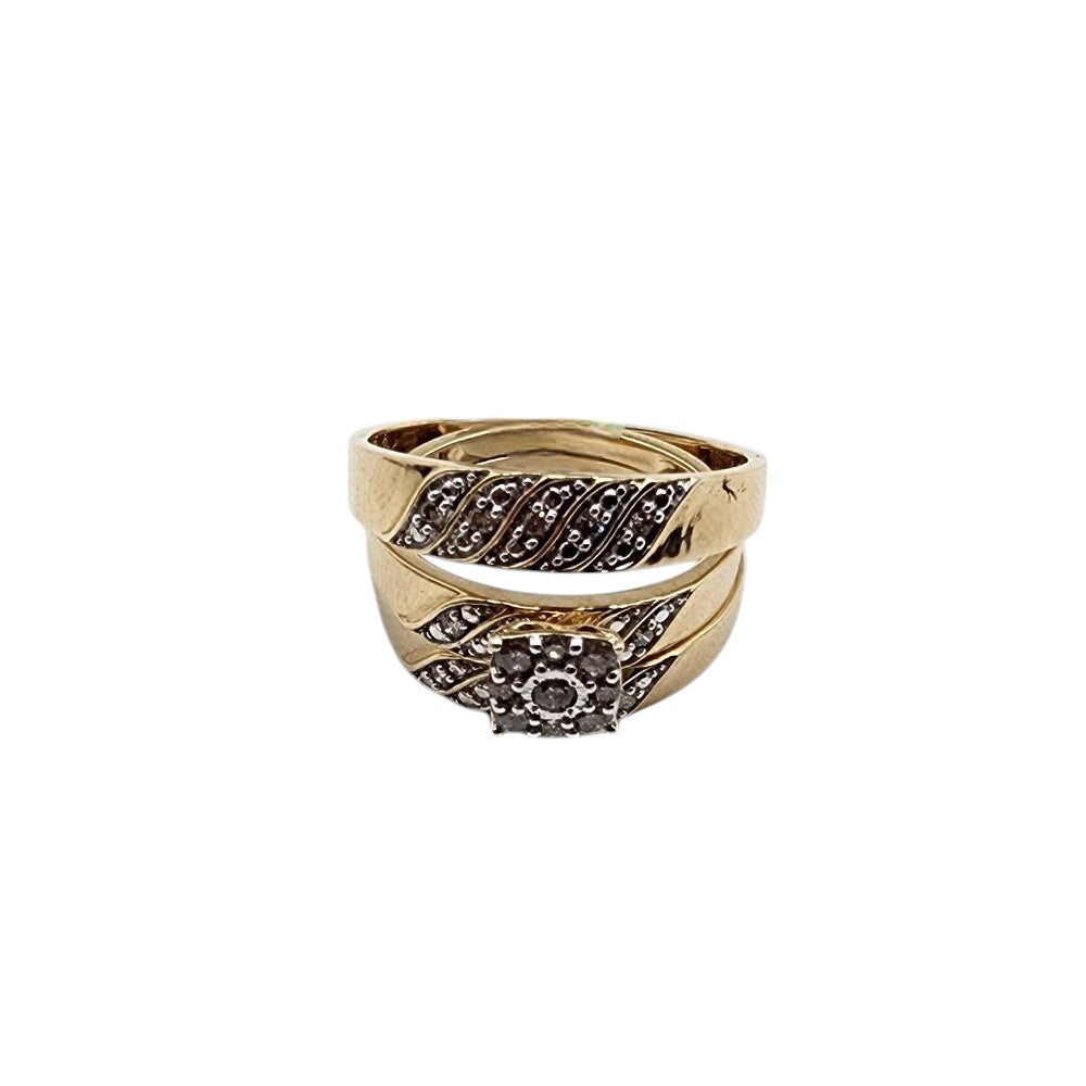 10K Yellow Gold 0.33Ct Round Diamond Ladies Trio Set