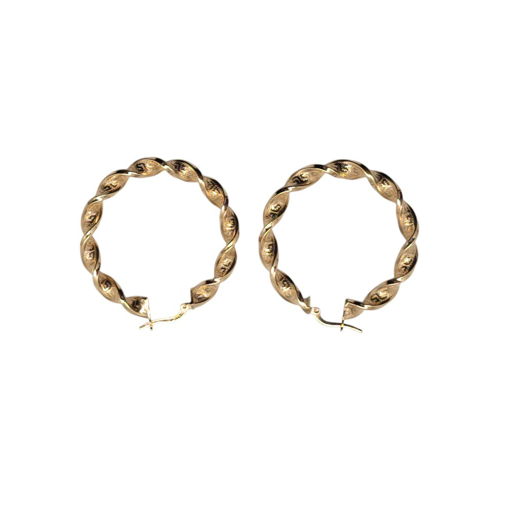 14K Yellow Gold Twisted Hoops Earring 1.5mm