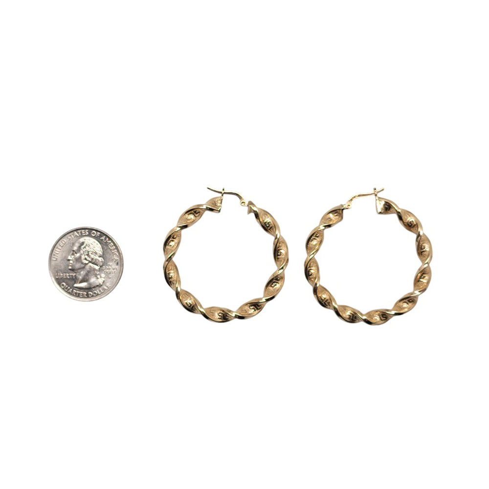 14K Yellow Gold Twisted Hoops Earring 1.5mm