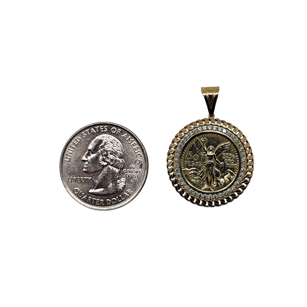 14K Yellow Gold Centenary Stone Medallion Pendant