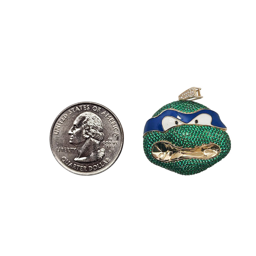 14K Yellow Gold Turtle Stone Pendant Necklace