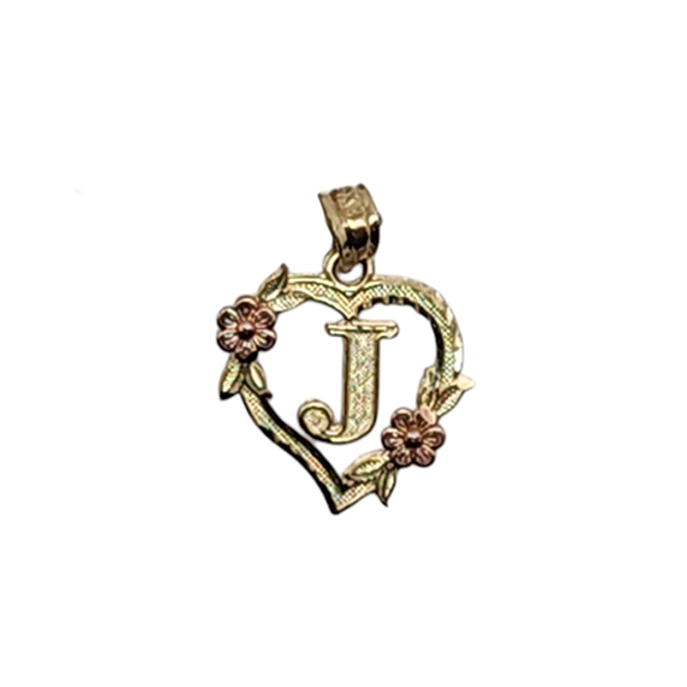 10K Yellow Gold Heart With Letter J Pendant