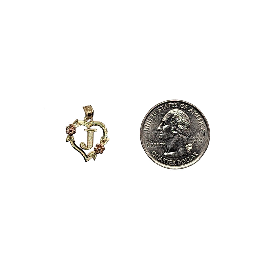 10K Yellow Gold Heart With Letter J Pendant