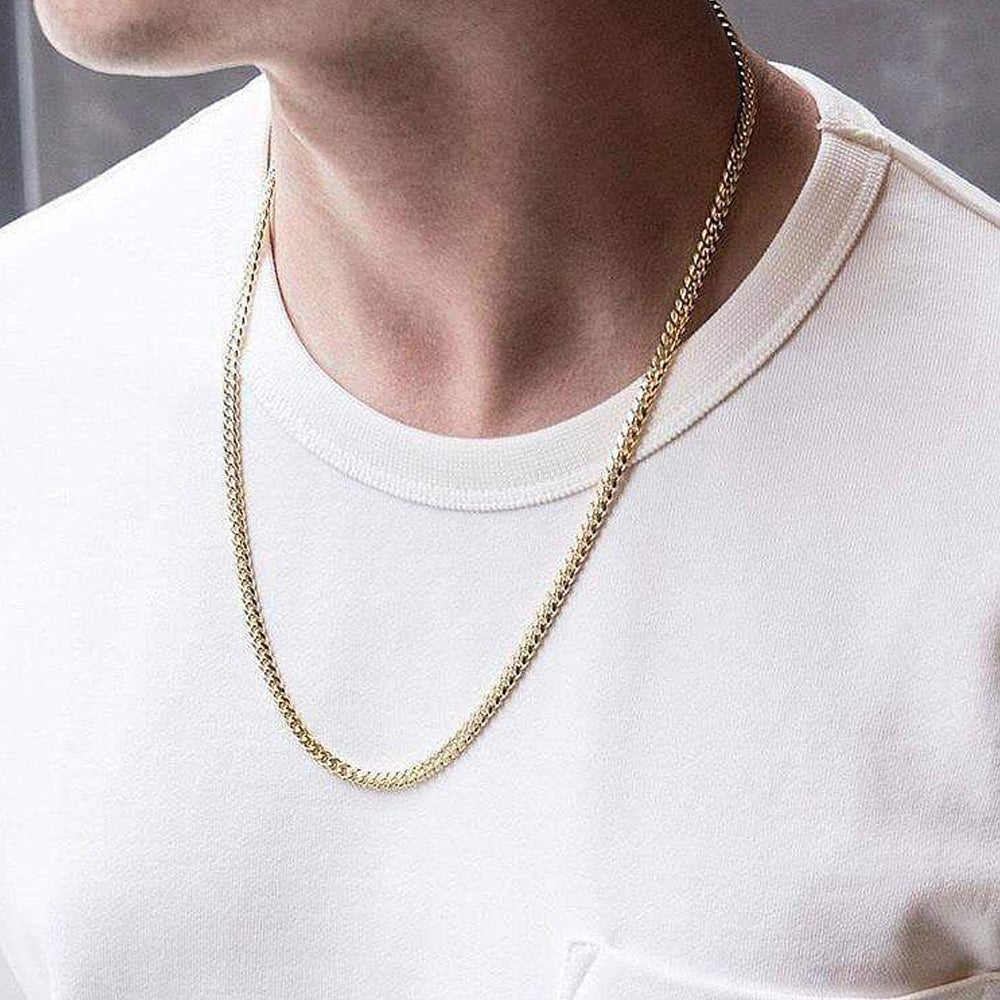 18K Yellow Gold Cuban Link Solid Chain 26'' x 3mm