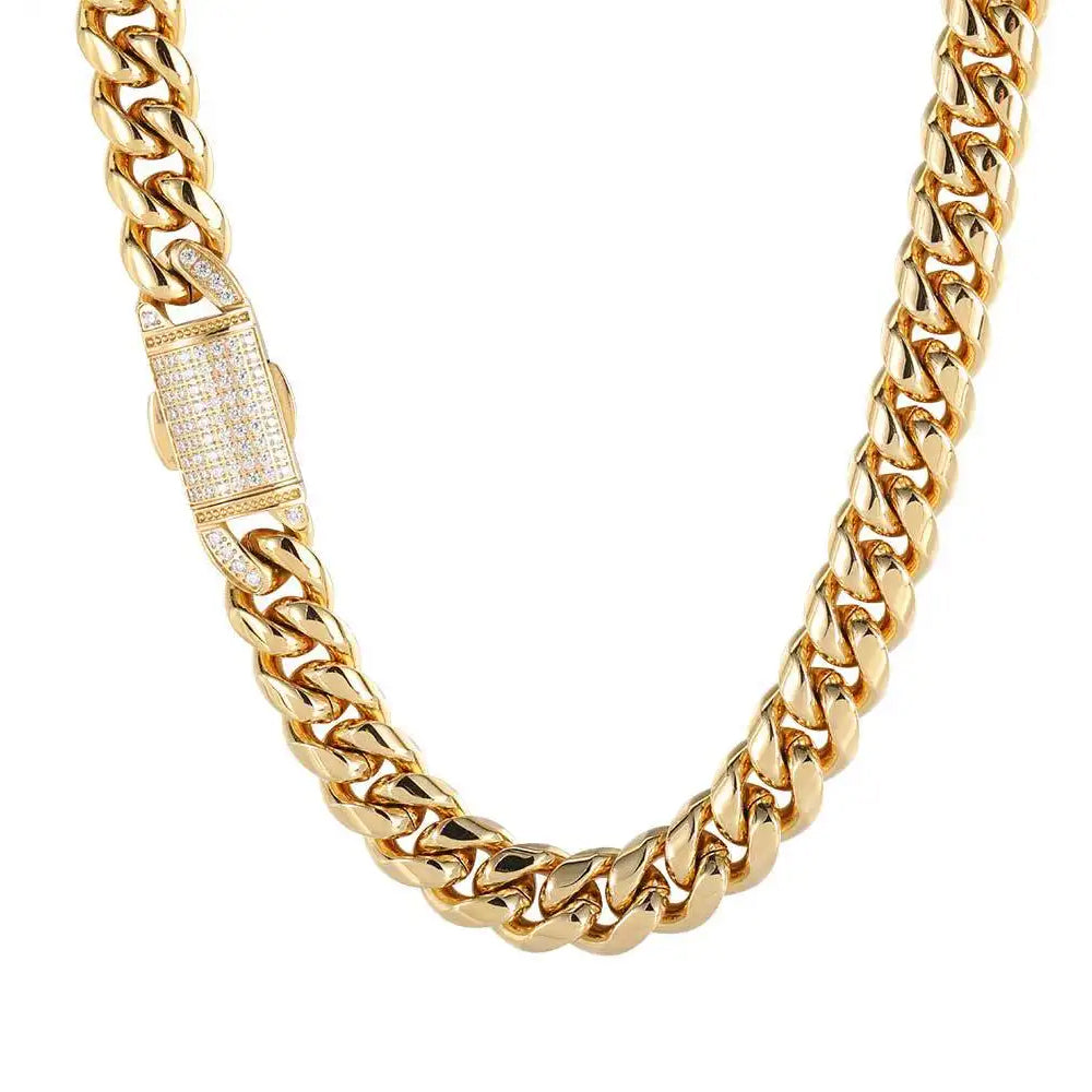 10K Yellow Gold Monaco Generic Classic Link StoneLock Chain Necklace 20'' x 13mm