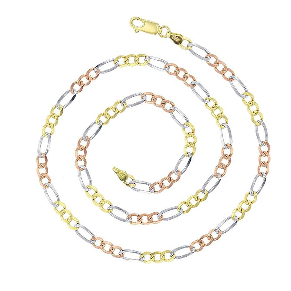 14K Yellow Gold Figaro Hollow Chain 18'' x 4mm