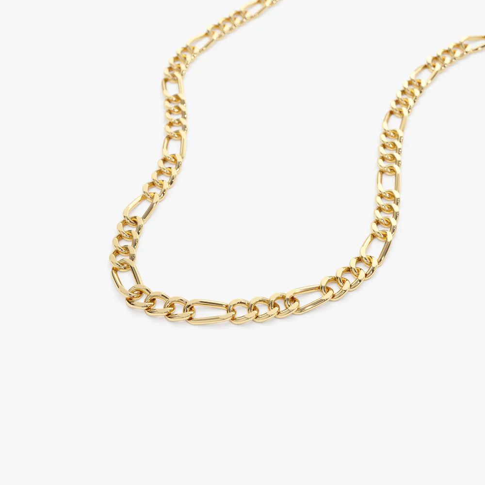 10K Yellow Gold Figaro Hollow Chain Necklace 18'' x 3.5mm