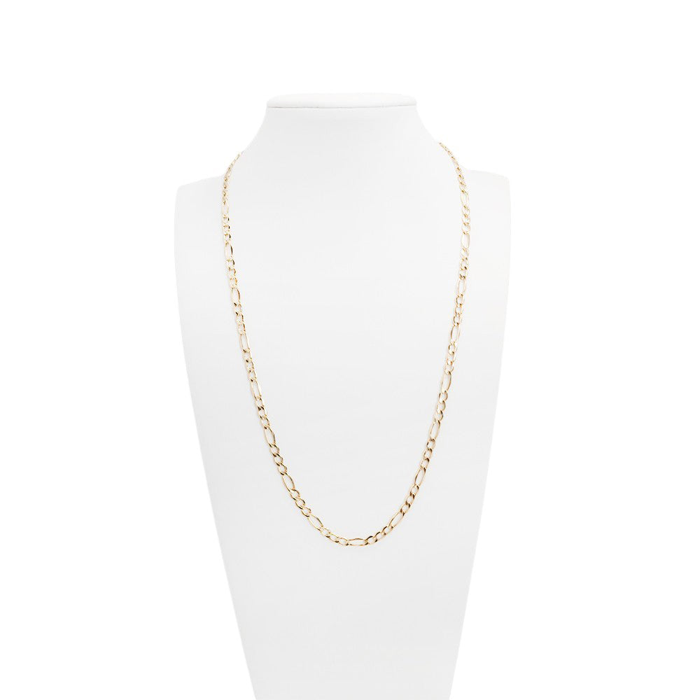 10K Yellow Gold Figaro Hollow Chain Necklace 18'' x 3.5mm