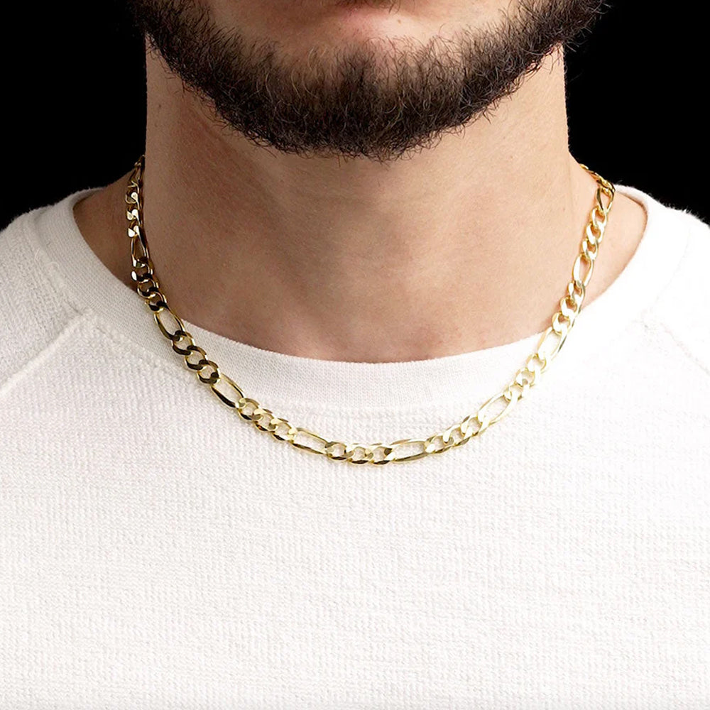 10K Yellow Gold Figaro Chain Necklace 18'' x 3.5mm
