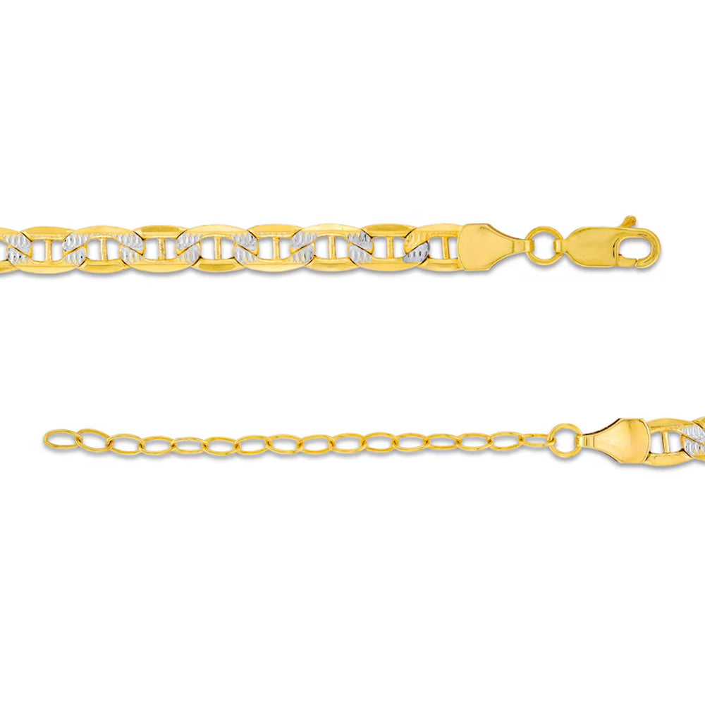 14K Yellow Gold Mariner Two Tone Chain 3'' x 3mm