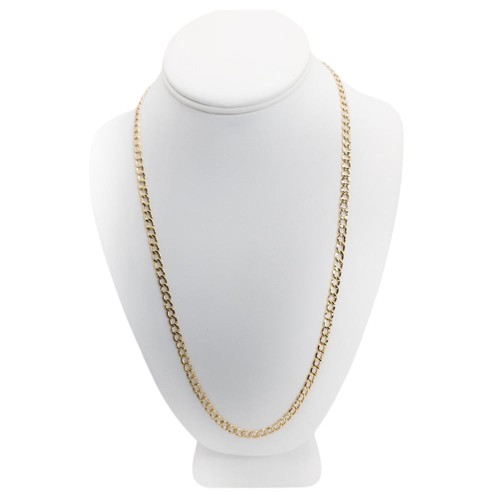 10K Yellow Gold Curb Hollow Chain 24'' x 10.5mm