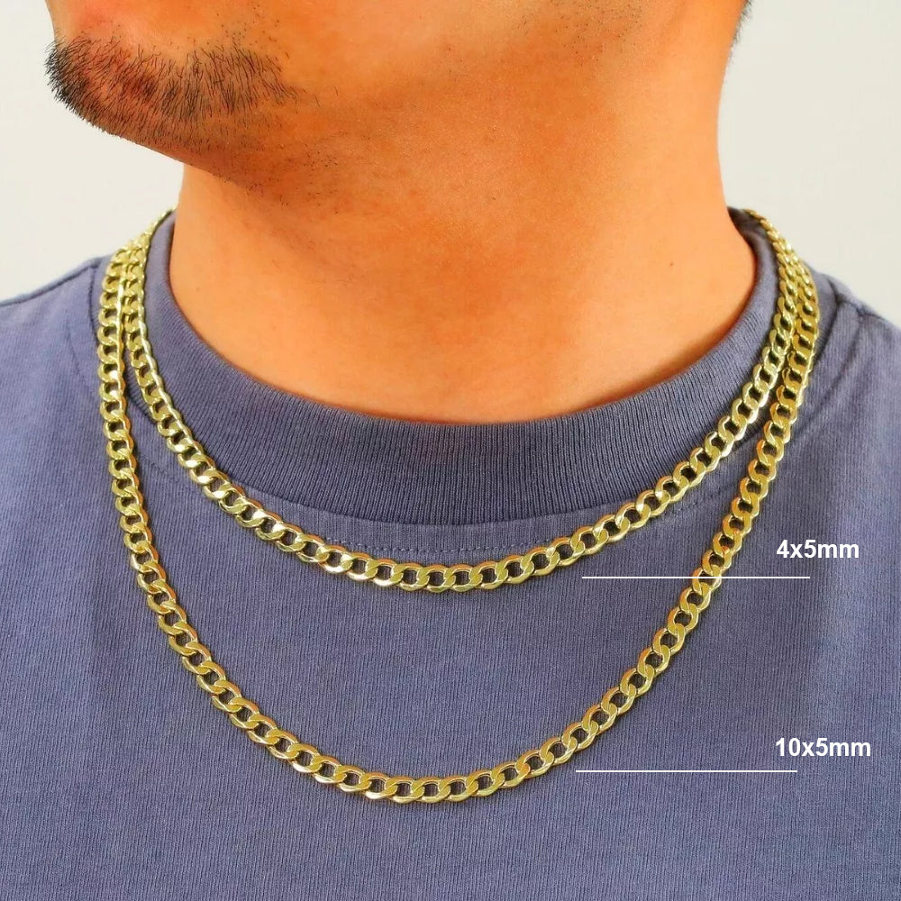 10K Yellow Gold Curb Hollow Chain 24'' x 10.5mm