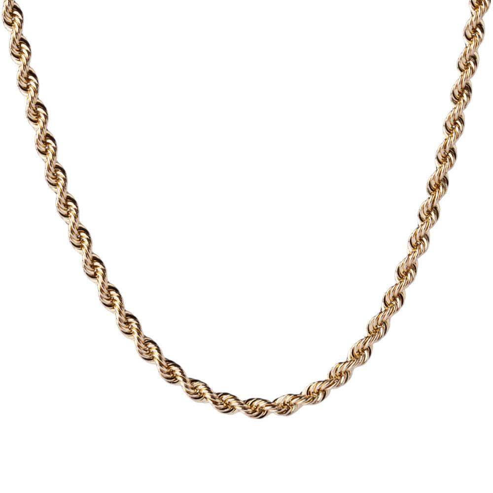14K Yellow Gold Rope Hollow Ultra Light Chain 18'' x 4mm, 9.17g