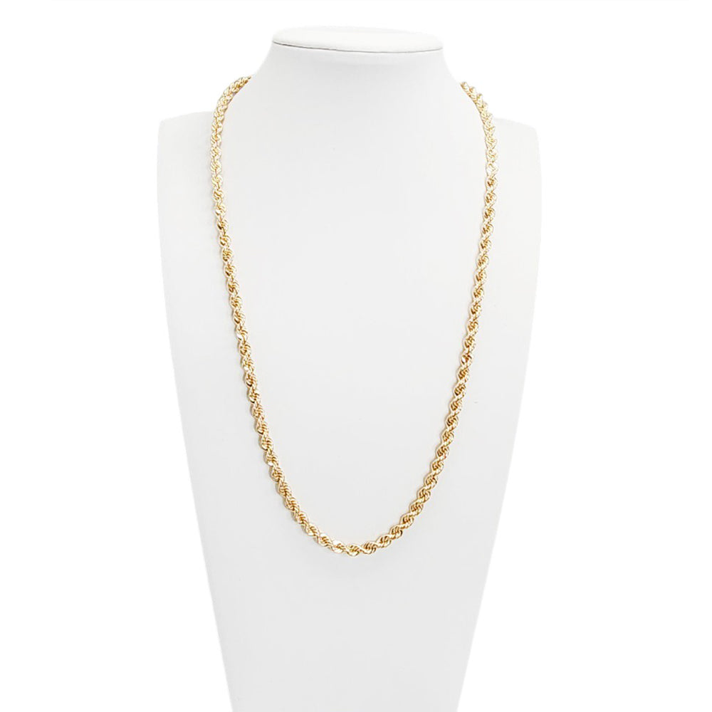14K Yellow Gold Rope Hollow Ultra Light Chain 18'' x 4mm, 9.17g