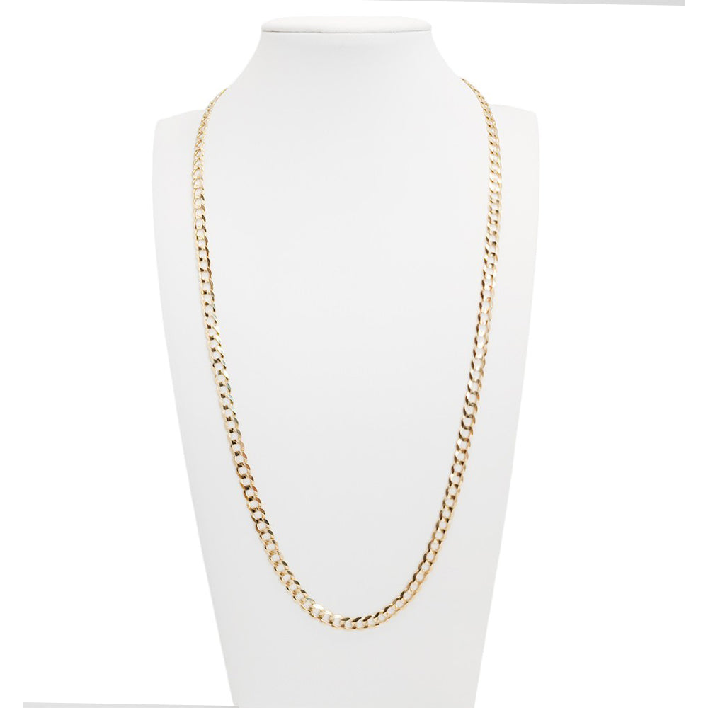 10K Yellow Gold Chain Necklace Curb Solid 20'' x 4.5mm, 10.7g