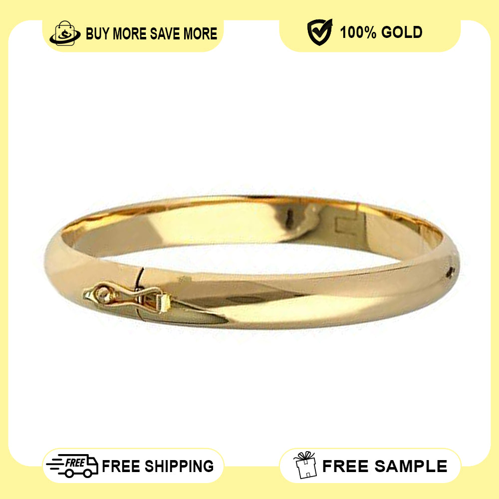 14K Yellow Gold Oval Bangle Bracelet 8'' x 0.5mm