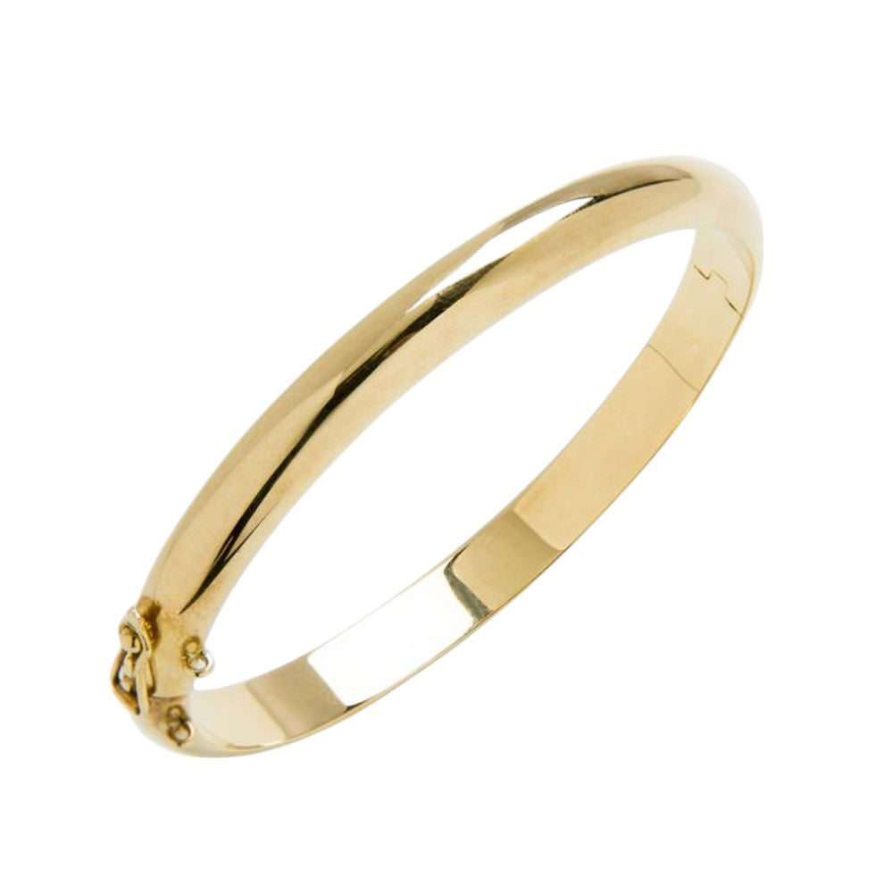 14K Yellow Gold Oval Bangle Bracelet 8'' x 0.5mm